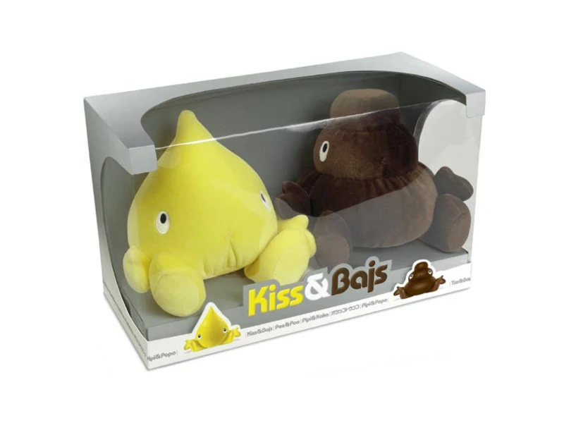 The Kiss and Bajs cuddly toys in a twin pack